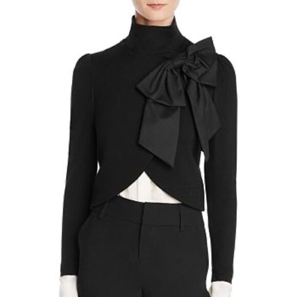 ALICE + OLIVIA Black Long Sleeve Cropped Blazer Jacket With Bow XS - Picture 6 of 14